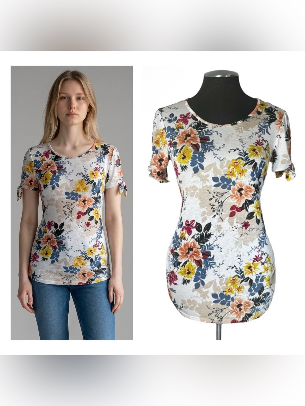 🆕 Mauve – Floral Tie Sleeve Knit Stretch Top – Anthropologie – Small